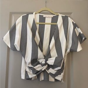 bishop + young Black and White Striped Top